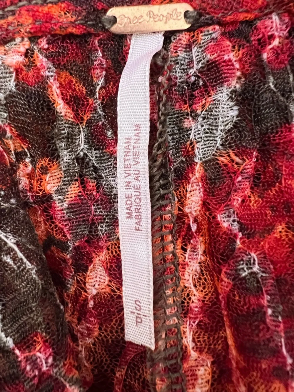 FREE PEOPLE OUT FOR THE NIGHT SHEER  LACE BOHO BLOUSE